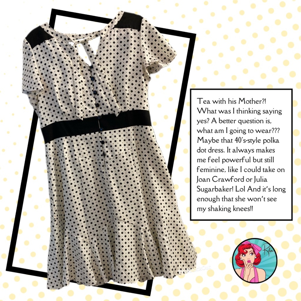 Chadwicks Retro 40's-Style Black & Off-White Dress, 16